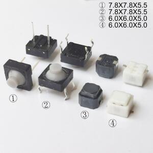 30PCS 7.8x7.8x5.5mm6x6x5mm DIP 긴 여행 버튼 전도성 실리콘 무음 순간 택트 푸시 스위치 재설정