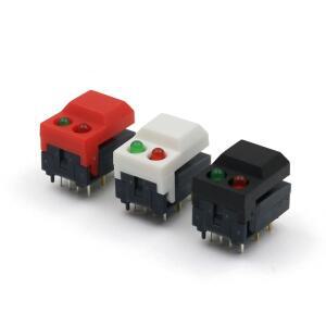 PB86-A2 적색 및 녹색 LED 순간 PCB 마운트 SPDT 사각형 푸시 버튼 택트 스위치 8 핀 10 개