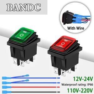 12V 24V  110V 220V 6 핀 3 위치 순간래칭 극성 역방향 전동 제어 Led 로커 토글 와이어 포함