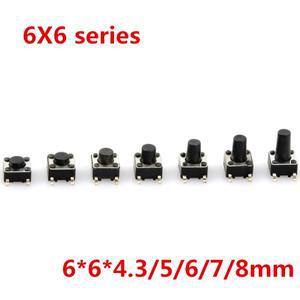 SMD 6x6x4 50PCs로트 촉각 택트 푸시 버튼 마이크로 스위치 순간 3mm