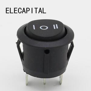 10Pcs 23mm 라운드 블랙 3 핀 10A125V 6A250V AC 위치 SPDT ON-OFF-ON 로커 스냅인