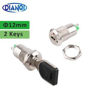 1pc 12mm 아연 합금 전자 키 스위치 2 ON OFF 휴대폰 잠금 보안 전원 버튼 관형 터미널 1A