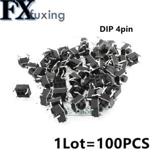 100pcs 6x6x4.3 6x6x5mm 패널 PCB 순간 촉각 택트 푸시 버튼 마이크로 스위치 4 핀 DIP 라이트 터치 6x6x4.
