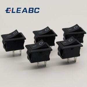 5개세트 검정색 푸시 버튼 미니 소형 스위치 6A-10A 110V 250V KCD1 2Pin 스냅인 OnOff 로커 21MM x