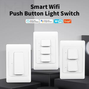 Tuya WiFi 푸시 스마트 스위치 버튼 벽 조명 123gang 중성선 필요 없음 무선 제어 Alexa Google