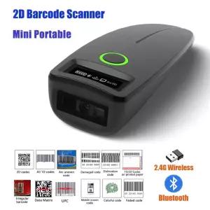 2D 바코드 스캐너 미니 2.4G 무선 블루투스 휴대용 1D QR 코드 데이터 매트릭스 PDF417 리더기 저장 기능