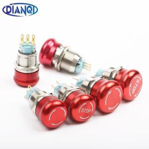 금속 방수 알루미늄 푸시 단추 스위치 버섯 비상 정지 래칭 프레스 16mm 22mm 1NO1NC 2NO2NC