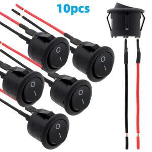 10pcs 라운드 로커 스위치 KCD1 OnOff 사전 설치 배선 미니 소형 6A250V 10A125V AC 해양 자동차 및 기타