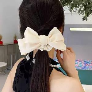 [콩심팥심]여자 데이트 룩 빅 리본 새틴 곱창 밴드 머리 헤어 끈