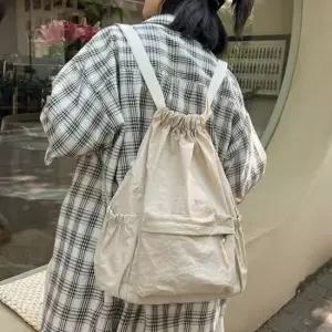 나일론 여자 가벼운 백팩 대학생 직장인 가방 베이지