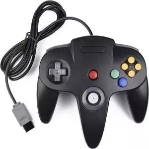 미아도어 N64 클래식 컨트롤러 콘솔 비디오 게임 시스템용 레트로 64비트 원격 게임패드 (블랙)