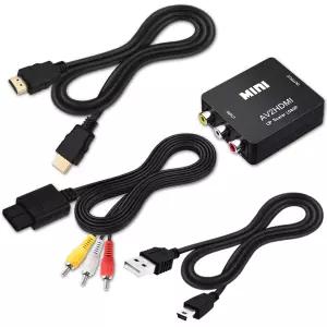 COMeap HDMI 변환기 N64 Nintendo 64용 케이블 / Gamecube/Super SNES RCAHDMI USB 전원 및 4K 포함 RCA