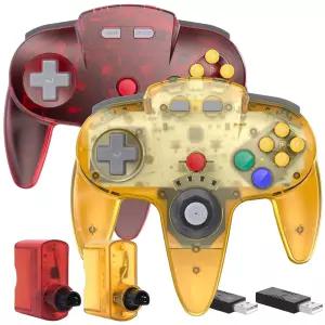 2팩 24GHz 무선 N64 스위치 온라인 컨트롤러 USB 및 수신기 Windows PC iOS Mac Raspberry Pi / Switch