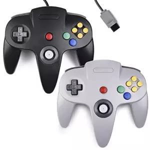 클래식 N64 컨트롤러 2x 키위타타 레트로 유선 게임패드 비디오 콘솔 게임 시스템 블랙+그레이용