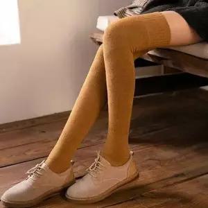 여자 학생 겨울 기모 하이 오버 니 삭스 프레피 룩