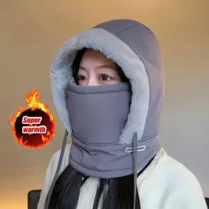추운 날씨용 열 바라클라바 스카프 겨울 방풍 후드 모자 플러시 넥 워머 야외 활동용 스키 페이스 마스크