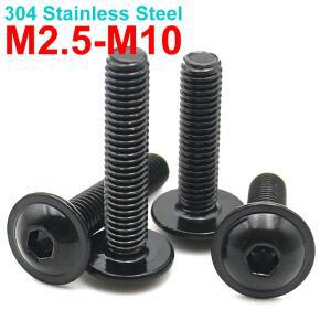 2-40pcs M2.5 M3 M4 M5 M6 M8 M10 검정색 304 스테인레스 스틸 육각 소켓 둥근 머리 캡 나사 (와셔 포함)
