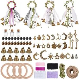 PH PandaHall 86pcs 문 손잡이 걸이 마법 장식 바람 차임 화환 보호 마녀 종 가정용 벽 정원 침실 공예