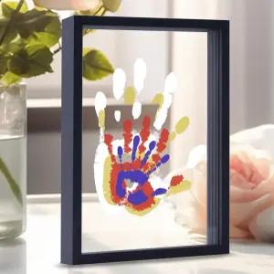 체리 치어스 패밀리 핸드프린트 키트 DIY 공예 유품 나무 프레임 끝없는 선물 세트 무독성 페인트 투명