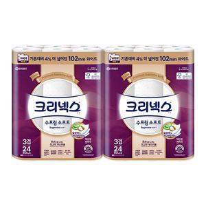 크리넥스 천연펄프 3겹 수프림소프트 와이드, 30m, 24롤, 2개