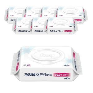 크리넥스 안심물티슈, 캡형, 60매, 8입, 1개