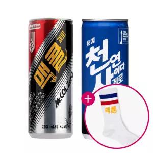 [맥콜 양말 선착순] 천연사이다 제로 + 맥콜 제로 250mL X 60캔