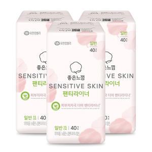 좋은느낌 센서티브스킨 팬티라이너, 일반, 40매, 3개
