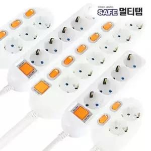 국산 4000W 16A 접지 멀티탭 고용량 개별형 절전형 개별 스위치 멀티 콘센트 2구 3구 4구 5구 6구 1.5m 3m 5m 220V 코드 플러그 대용량
