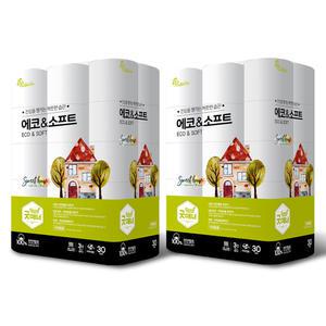 굿매너 에코&소프트 100%천연펄프 3겹 30롤x2팩 / 60롤 화장지 휴지