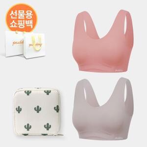 [푸딩언더웨어][쇼핑백 증정]일체형 푸딩선물세트(일체형 푸딩브라2매,생리대 파우치,줄자)