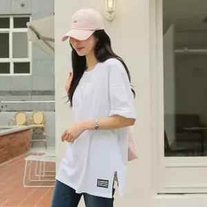 [핑크시슬리] 리브 레터 패치 루즈 롱반팔티