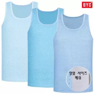 BYC모시메리 옆선매쉬 유색민소매런닝3매입ECF3064