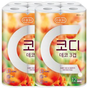 쌍용씨앤비 CODI 데코 3겹 27m 12롤 2팩