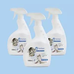 [너만아는잡화점]펫크린 반려동물 냄새탈취제 1000ml 베이비파우더향 x 3개 /애견탈취제
