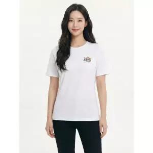 [하프클럽/크로커다일레이디]화이트 아트웍 포인트 반팔 티셔츠 CLCMTS903