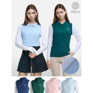 [하프클럽/이지바이]투엘라 러블리샷 여성 데일리 골지 냉감 소매배색 긴팔 카라 티셔츠(M6ST01)