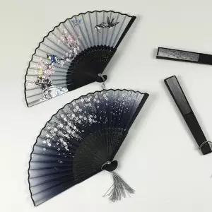 합죽선 흑색 부채 전통 매화꽃 (WFGTDYW)