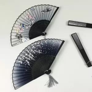 합죽선 흑색 부채 전통 매화꽃 (WFGTDYW)
