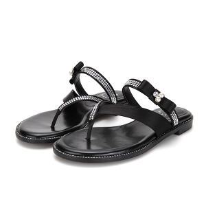 BABARA 진주리본 포인트 스트랩 여성슬리퍼2cm_BBF307BK