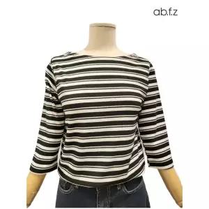 [롯데백화점]abfz 립넥 스트라이프 7부 티셔츠 APZ3HK38I