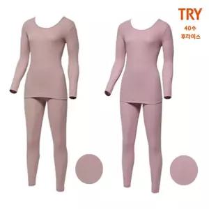 홈란쥬 트라이 뉴센트 솔리드 베이직 9부 얇은 내복 상하 세트 J06