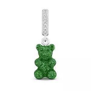 [크리스탈헤이즈 CRYSTAL HAZE] NOSTALGIA BEAR-GREEN HAZE-PAVE CONNECTOR SILVER 여성 참