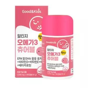 굿앤키즈 알티지 오메가3 츄어블 오렌지맛 3통(3개월) 유아영양제