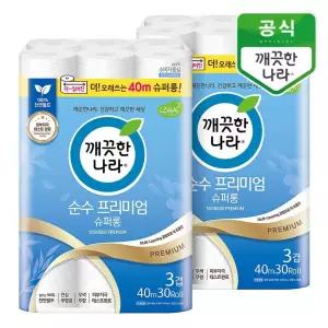 깨끗한나라 순수 프리미엄 슈퍼롱 40m 30롤x2팩