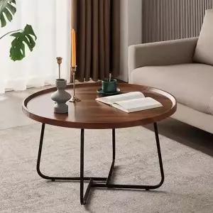 티테이블 80cm 브라운 거실 (WFHJM3A)
