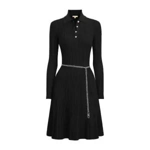체인 벨트 폴로 칼라 플레어 스커트 원피스 MR6839S5ZV 001BLACK