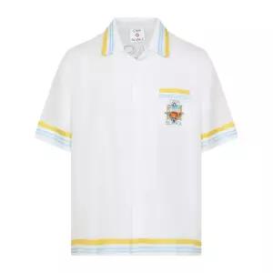 화이트 실크 플라워 코트 아이콘 반팔 셔츠 MSS26SH00304 WHITE