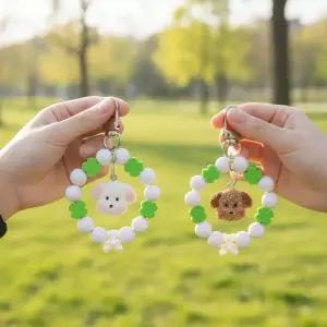 4인용 볼터치 네잎클로버 강아지 키링 만들기 열쇠고리 DIY 비즈 공예 재료 취미 선물 단체 체험 활동 봄이오나봄 키트