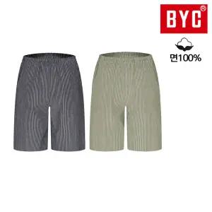 BYC NCG1195 스트라이프 면선염 남녀공용5부파자마 커플잠옷바지