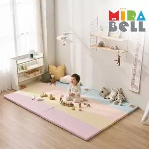 [미라벨] 카라 실리케어 아기유아 층간소음 놀이방 5단 노틈새 항균형 폴더매트 120X160 무지개